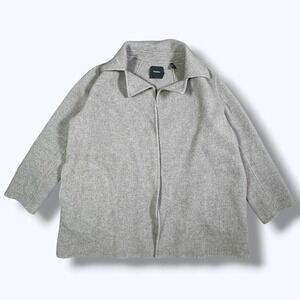 Theory Overlay New Divide Wool Cashmere Coat Brown L Minimalist Quiet Luxury